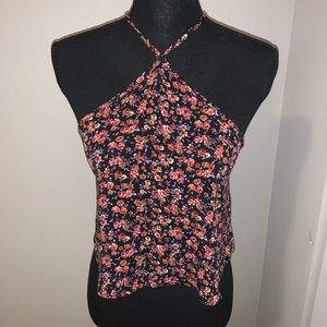 Cute crop floral strapy top size medium